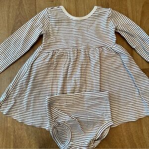 Quincy Mae Ribbed Long Sleeve Baby Dress with Bloomers